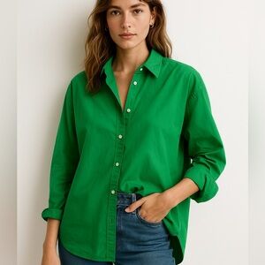 Zara Green Button-Down Shirt